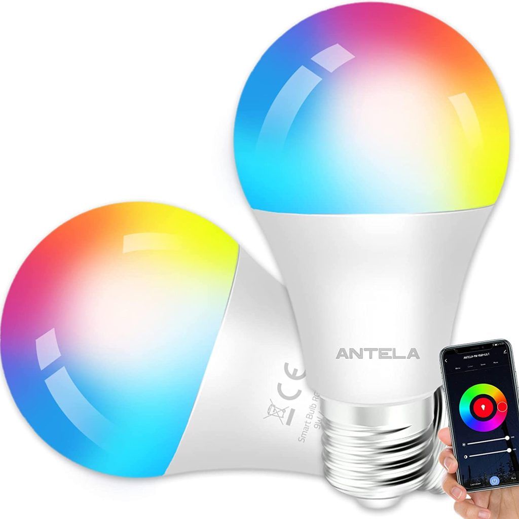 Los mejores dispositivos inteligentes compatibles  Google home para comprar en 2023. ANTELA Bombilla Inteligente LED E27 Wifi 9W Compatible Con Google Home/Alexa