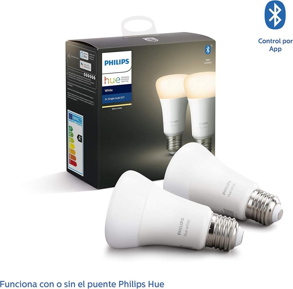 Philips Hue  Bombilla inteligente. Luz cálida regulable, 9W, Compatible con Alexa y Google Home