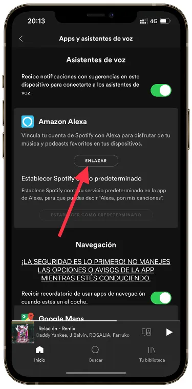 Configuración incorrecta de Spotify en Alexa