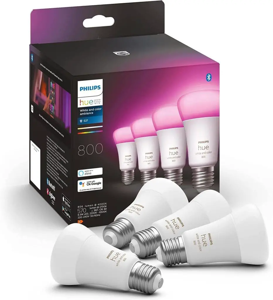 Philips Hue - Bombilla LED Inteligente. Blanca y de Colores Compatible con Alexa y Google Home 
